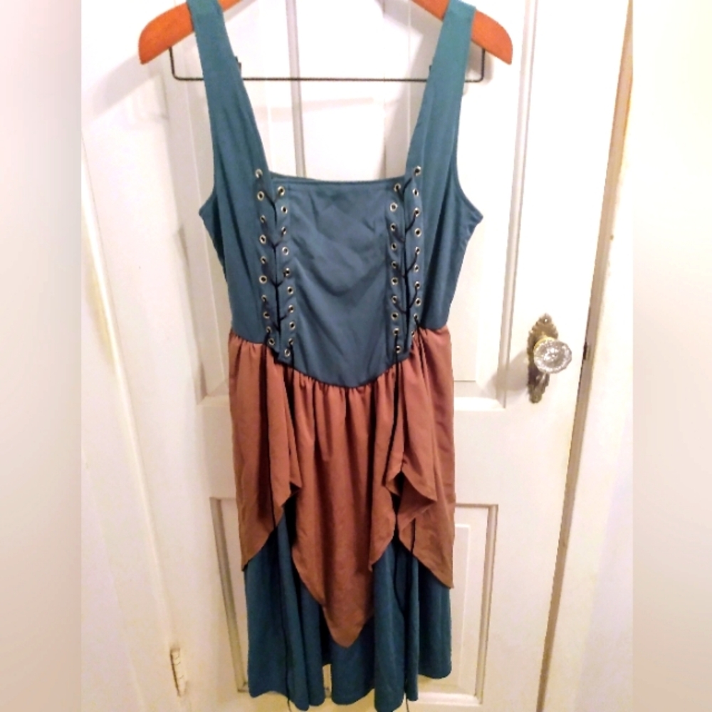 Whimsical Witch Folk peasant cinched gromet laced corset party Dress 💥SOLD💥